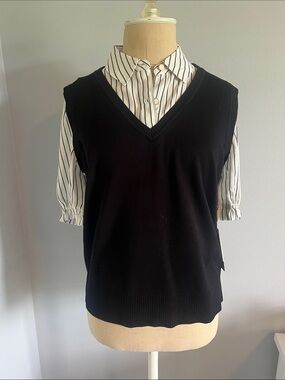 Women's Black V-Neck Sweater Vest